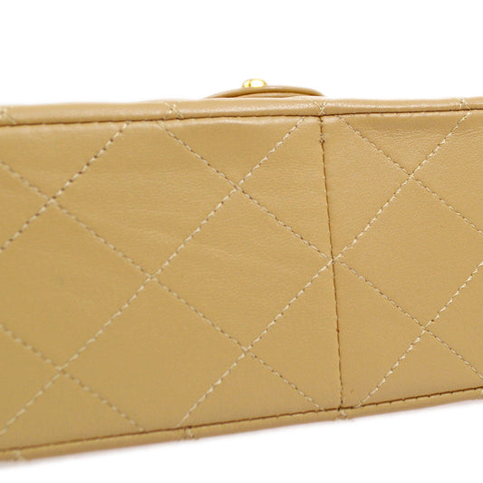CHANEL★ 1989-1991 Classic Square Flap Beige Lambskin 95971