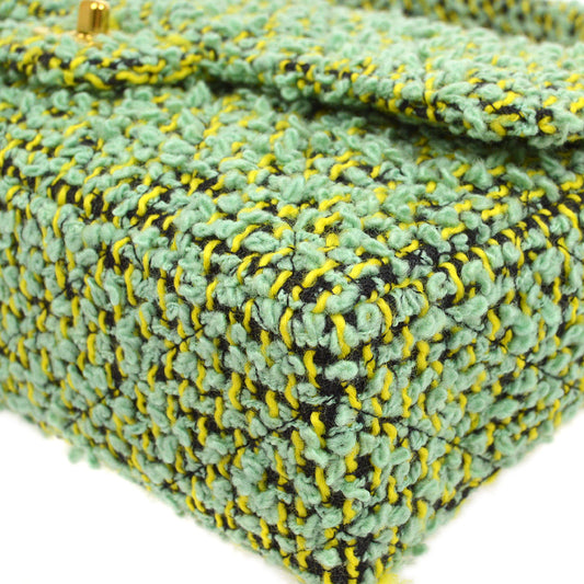 CHANEL * 1994 Classic Flap Handbag Medium Green Tweed 54084