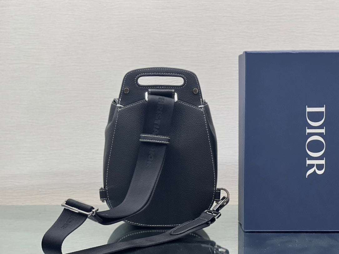 Luxury DiorGALLOP SLING BAG 27 IN BLACK CALFSKIN