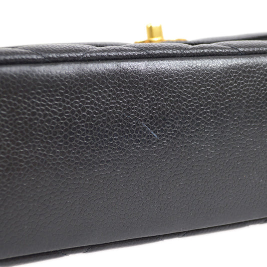 CHANEL 1997-1999 Tall Diana Flap Medium Black Caviar 15675