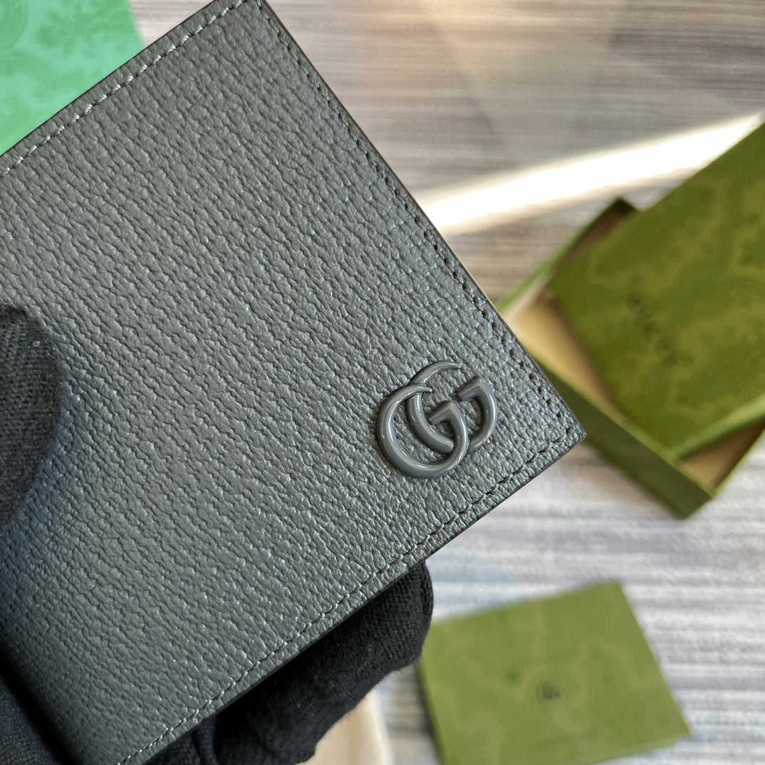 Luxury Gucci GG MARMONT 11 BIFOLD WALLET IN PENTER GREY CALFSKIN