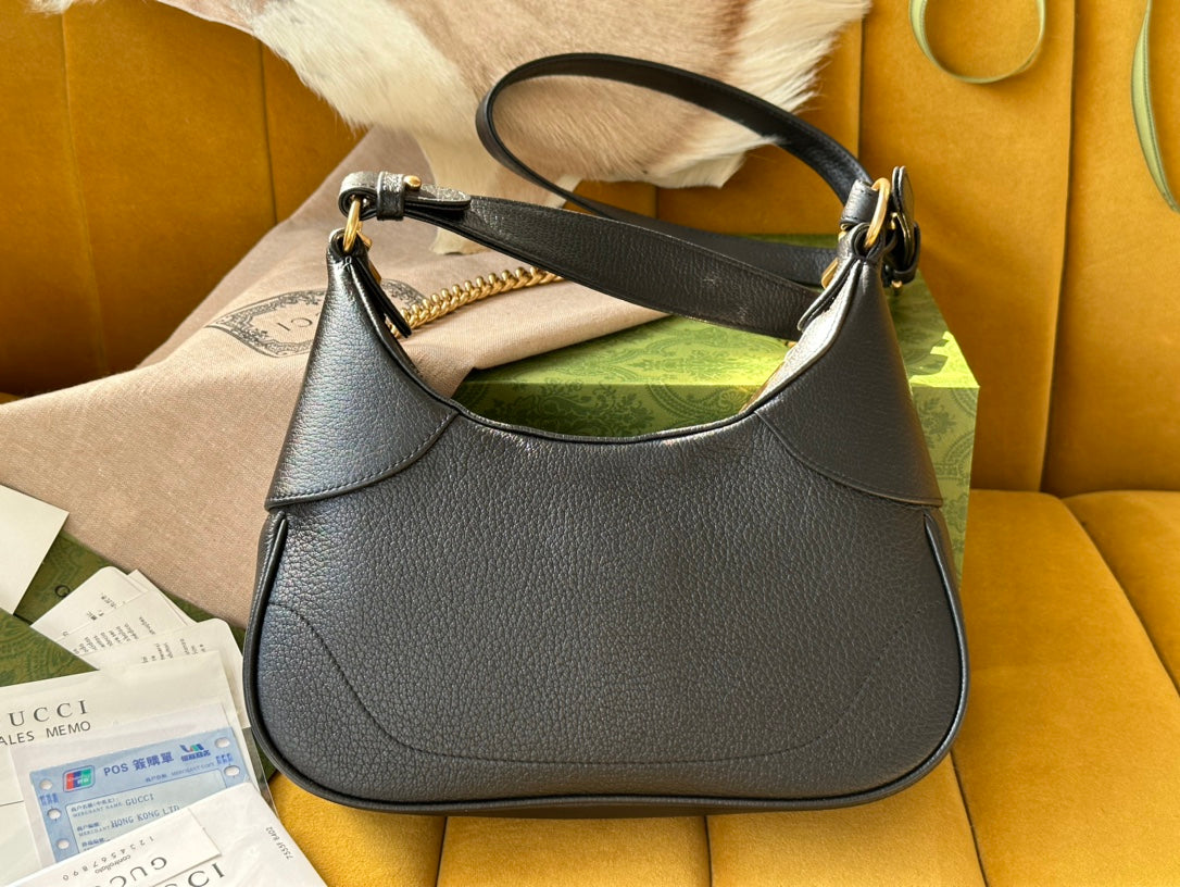 Luxury Gucci SHOULDER BAG 25 IN BLACK LAMBSKIN GOLD HARDWARE