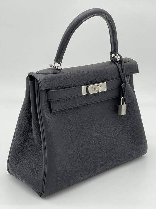 Luxury Hermes Kelly II Retourne 28 Togo Noir Palladium Hardware