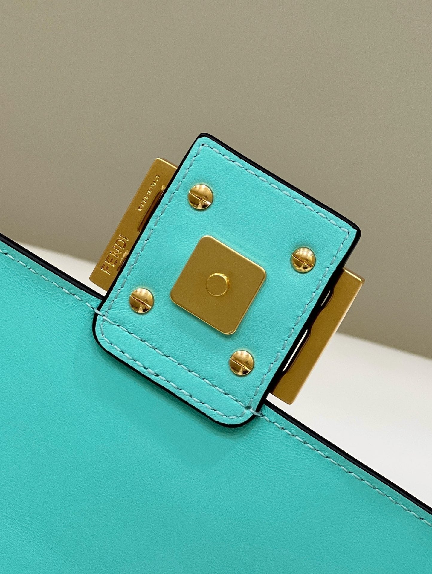 Luxury FendiBaguette 27cm Tiffany Blue Lambskin Gold Hardware