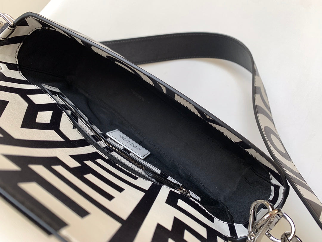 Luxury FendiFend Roma & Marc Jacobs 27 Bag Black White Leather Shw