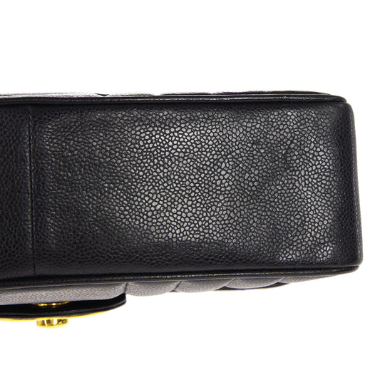 CHANEL★ 1991-1994 Vertical Classic Flap Jumbo Black Caviar 17219