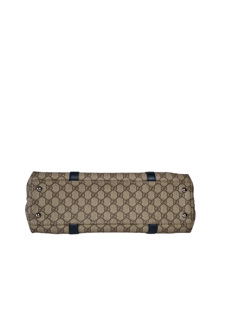 Luxury Gucci GG Supreme Tote Beige and Green/Blue leather straps