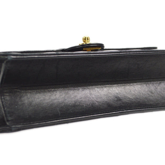CHANEL★ 2000-2001 CC Turnlock Half Flap Medium Black Lambskin 56817