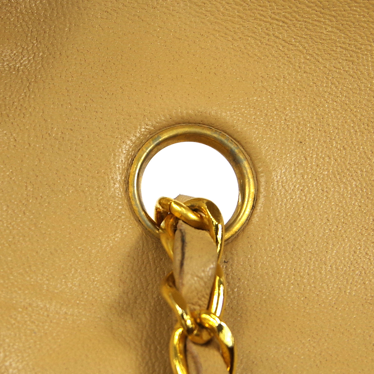 CHANEL★ 1989-1991 CC Turnlock Full Flap Small Beige Lambskin 17276