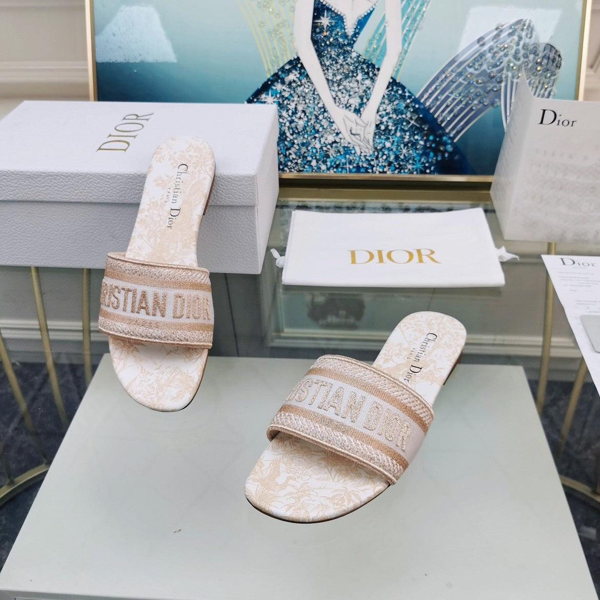 Luxury DiorMule Dway Slide 10mm Multi-motifs Style 82