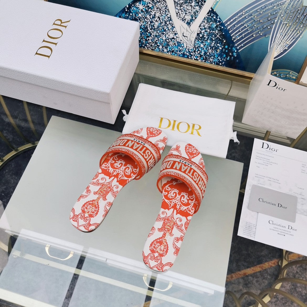 Luxury DiorMule Dway Slide 10mm Multi-motifs Style 80
