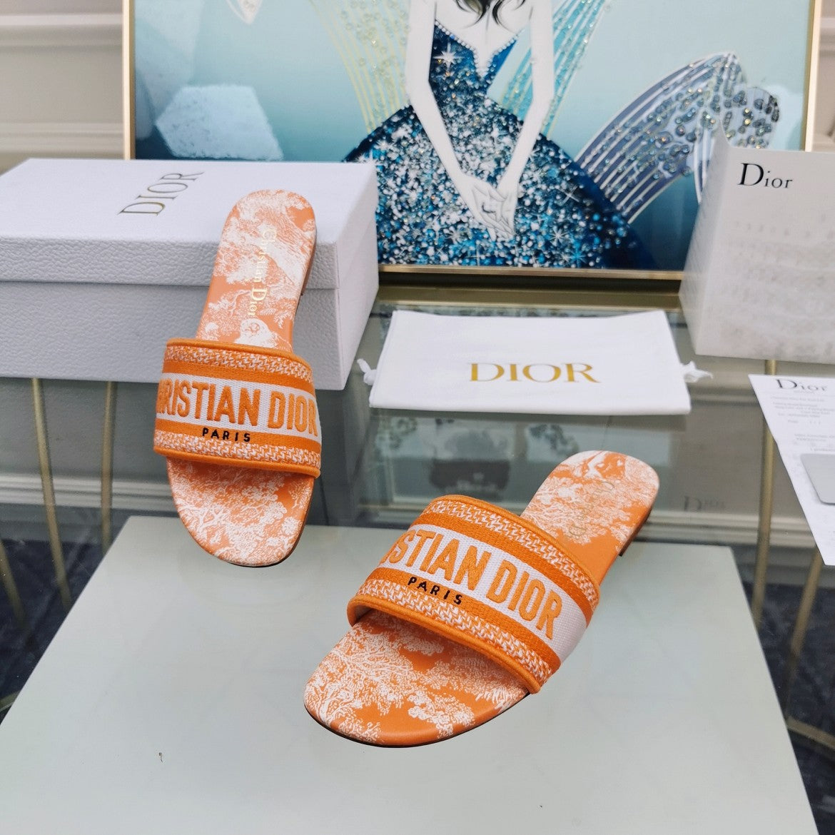 Luxury DiorMule Dway Slide 10mm Multi-motifs Style 76
