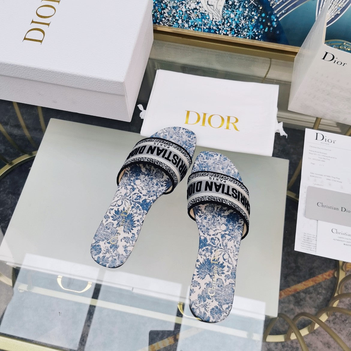 Luxury DiorMule Dway Slide 10mm Multi-motifs Style 75