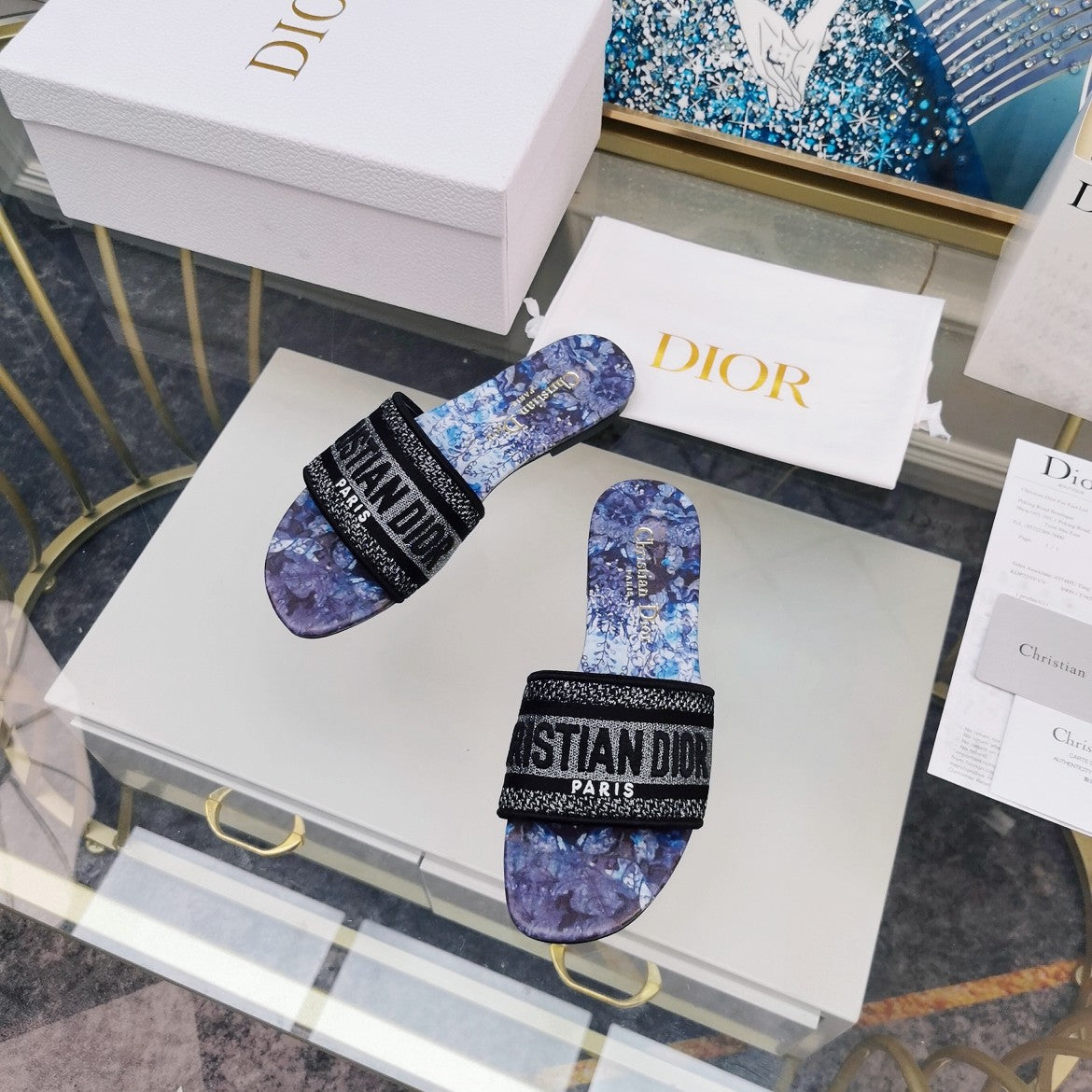 Luxury DiorMule Dway Slide 10mm Multi-motifs Style 72
