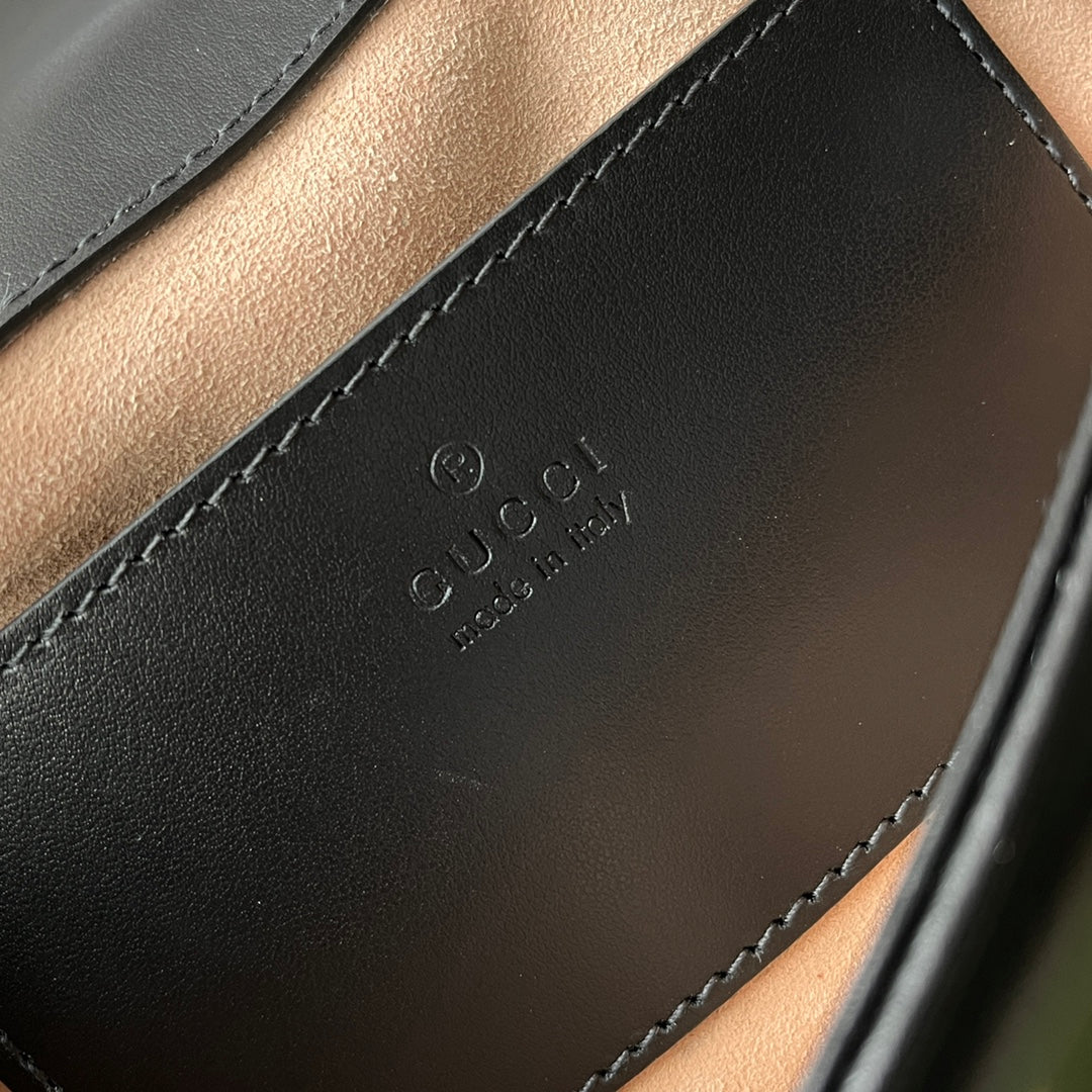 Luxury Gucci gg marmont mini 18cm black calfskin gold hardware