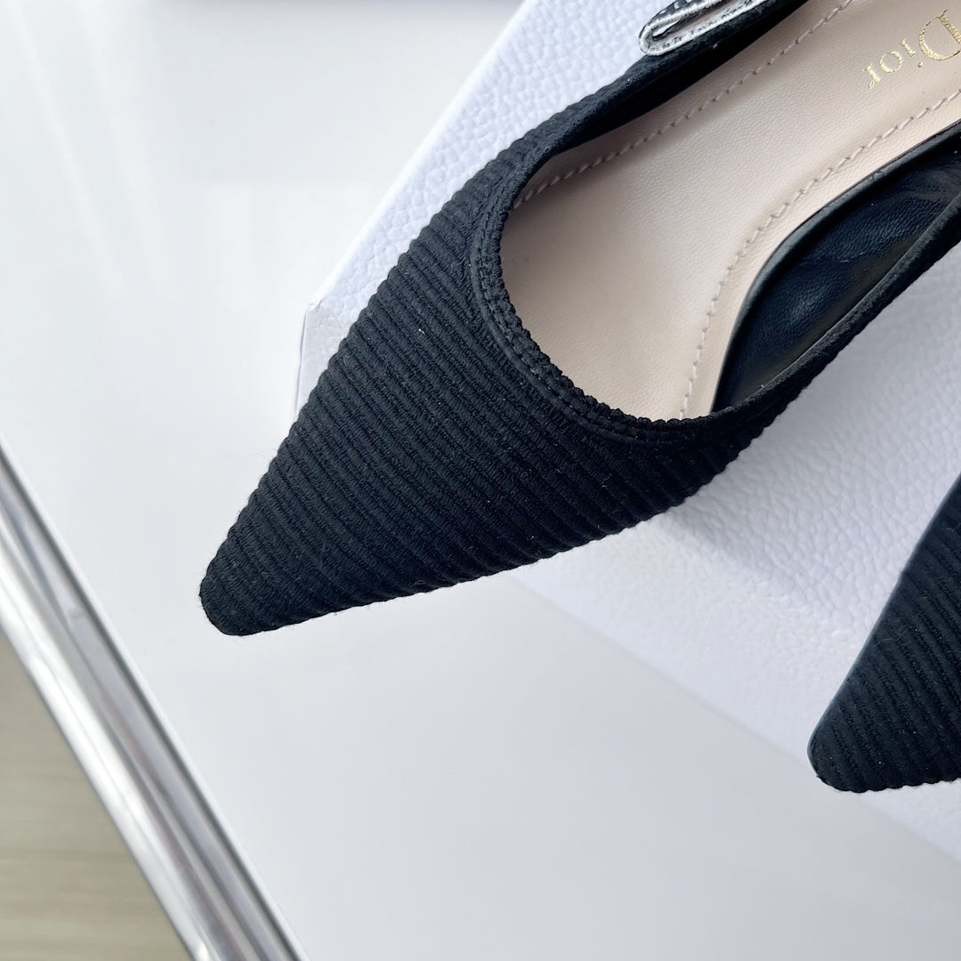 Luxury Diorslingback pumps 65 black embroidered cotton