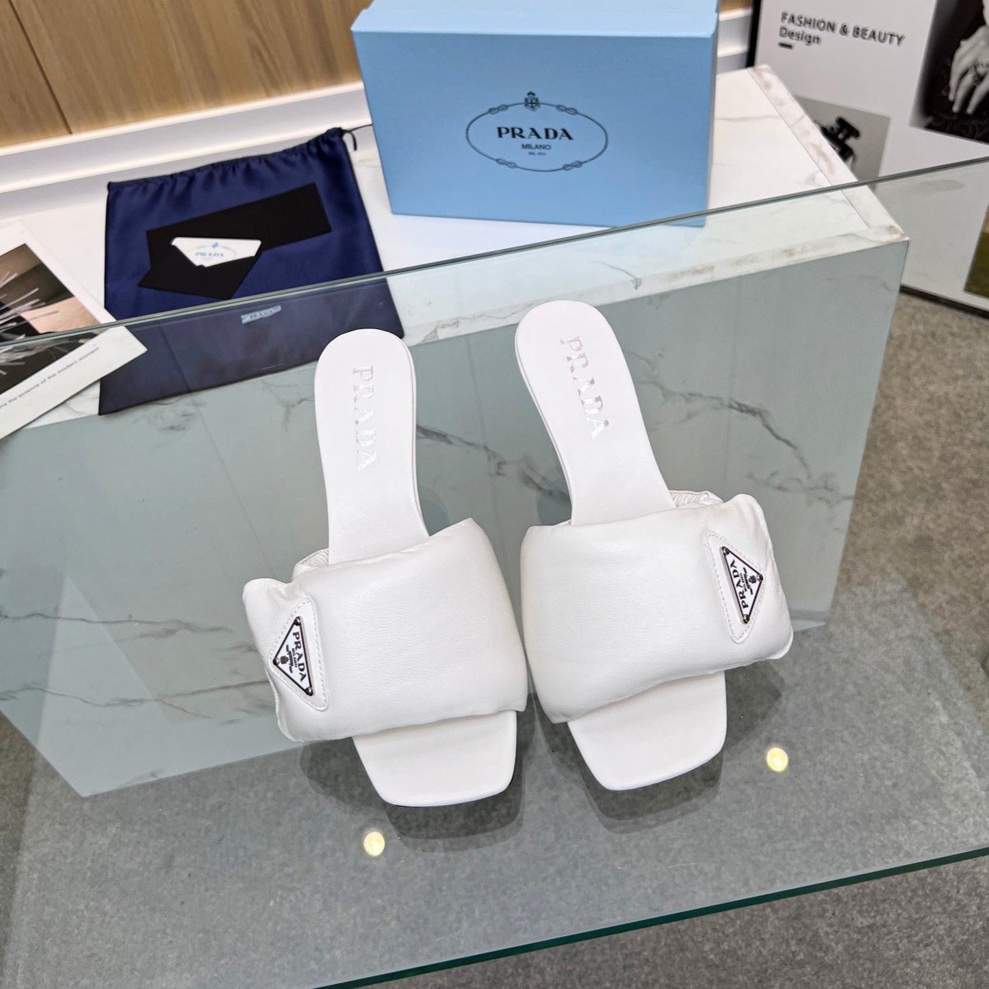 Luxury PradaSOFT PADDED NAPPA SANDALS 60 WHITE LAMBSKIN