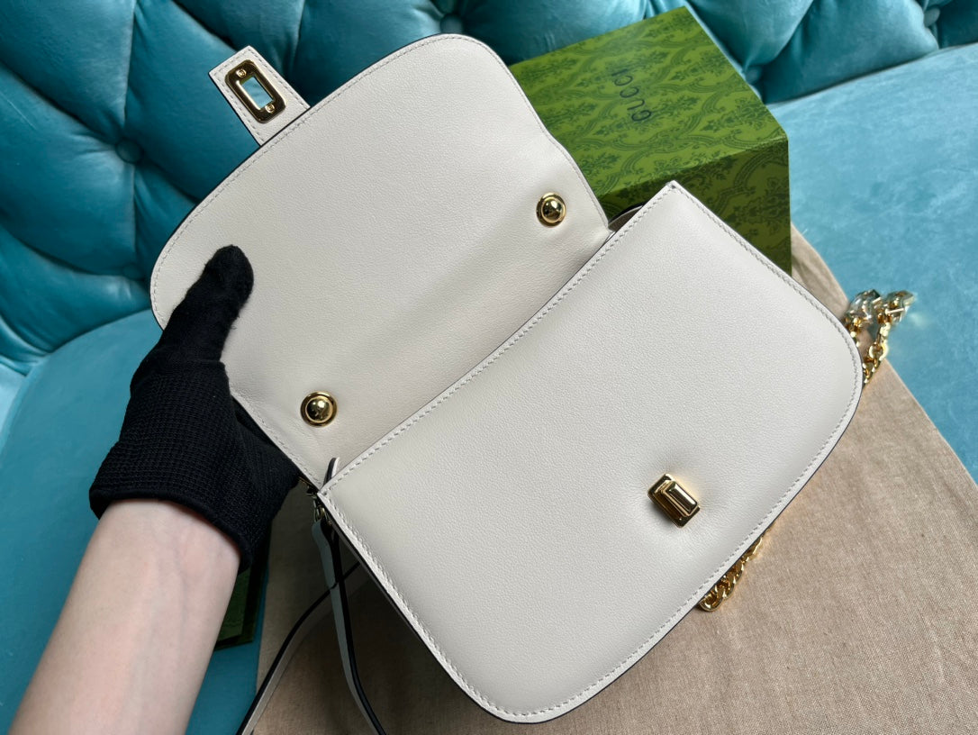 Luxury Gucci BLONDIE 23 TOP-HANDLE BAG WHITE CALFSKIN