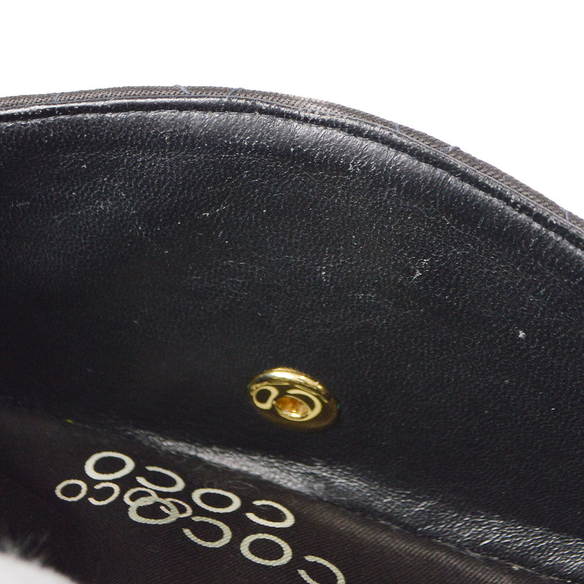 CHANEL 2001-2003 COCO patterned Classic Double Flap Medium Black Canvas 47523