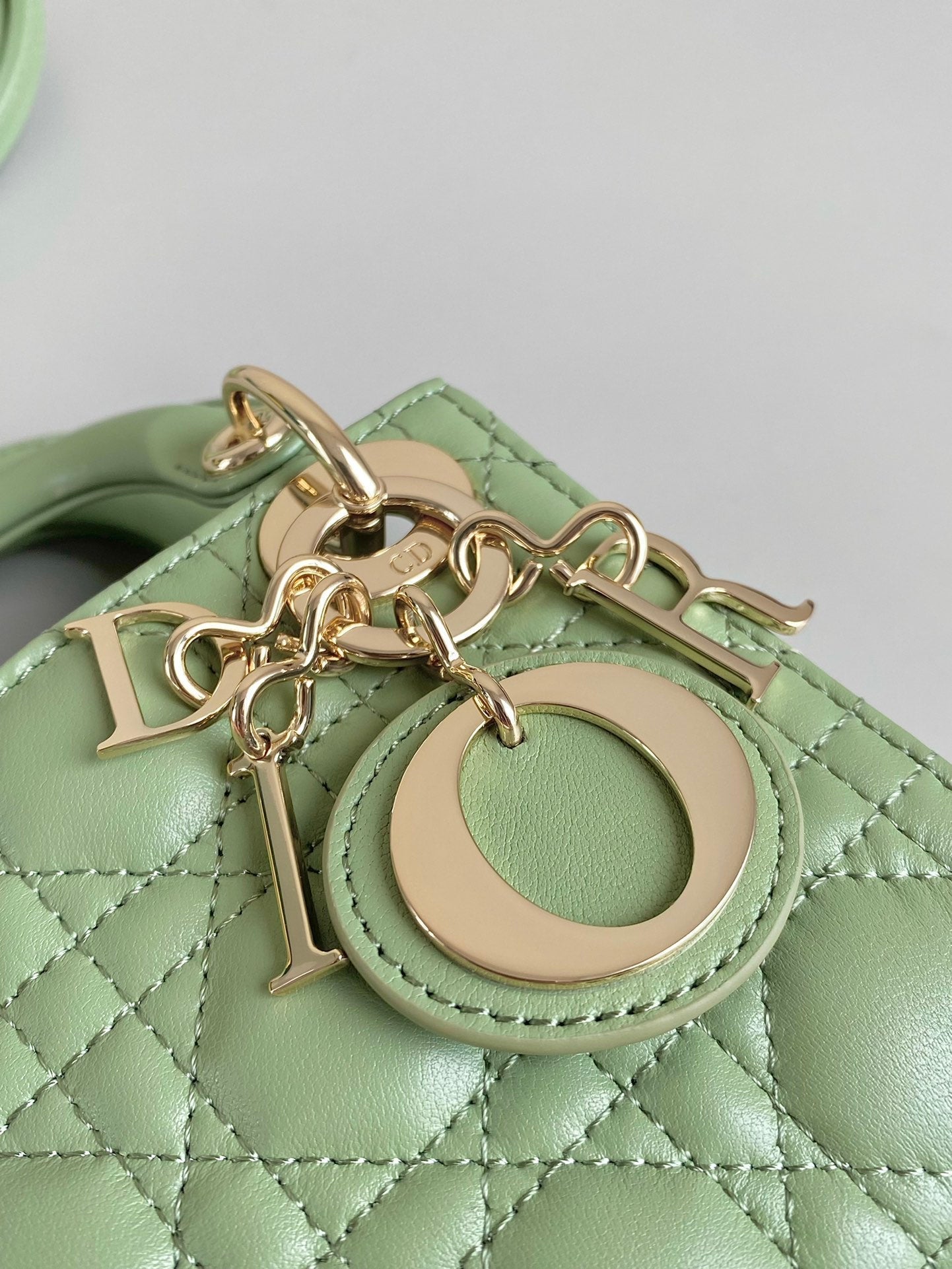 Luxury DiorMICRO LADY 12 BAG IN LIGHT GREEN LAMBSKIN