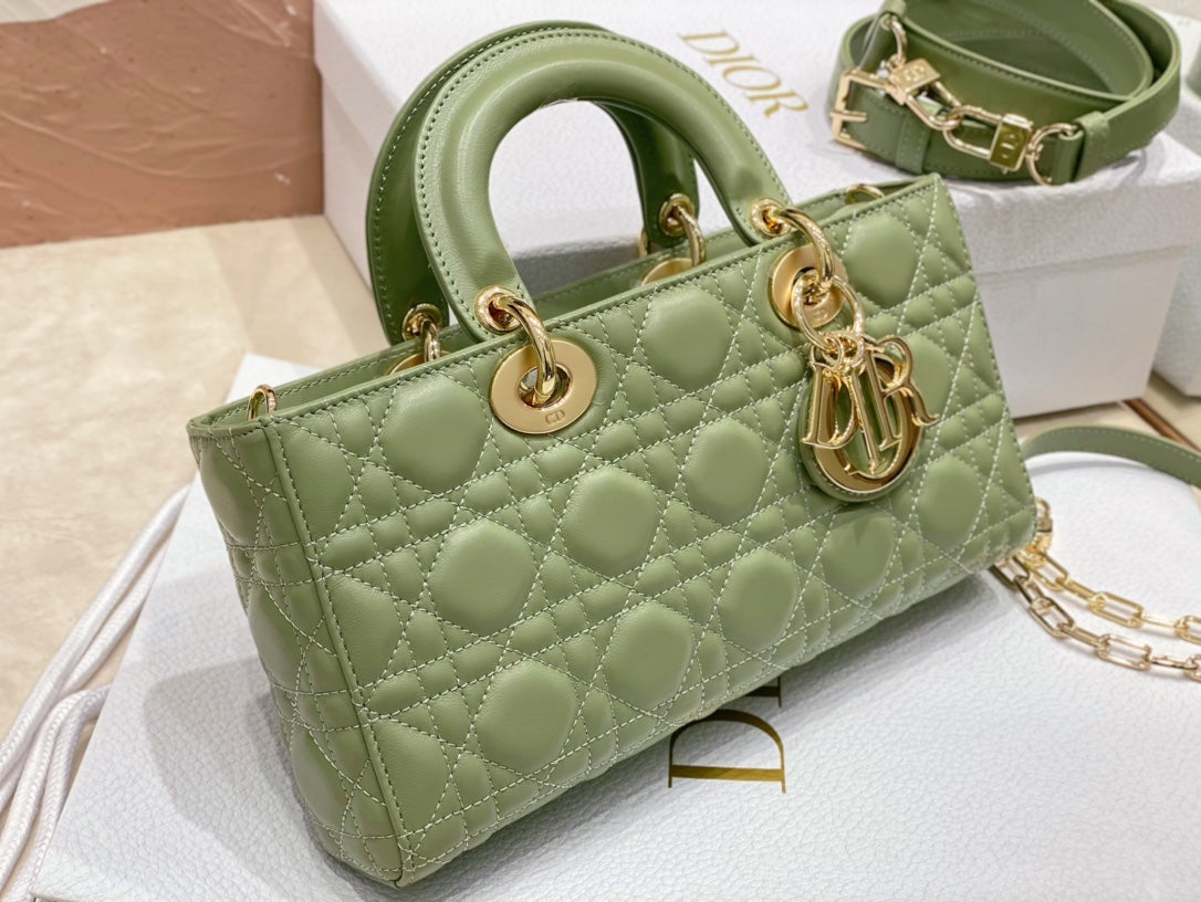 Luxury Diormedium lady d-joy 26 green lambskin