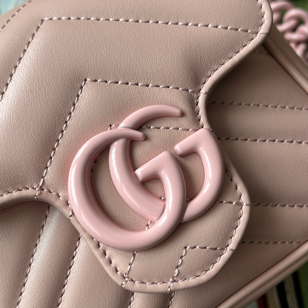 Luxury Gucci MARMONT BAG 12 IN LIGHT PINK CALFSKIN
