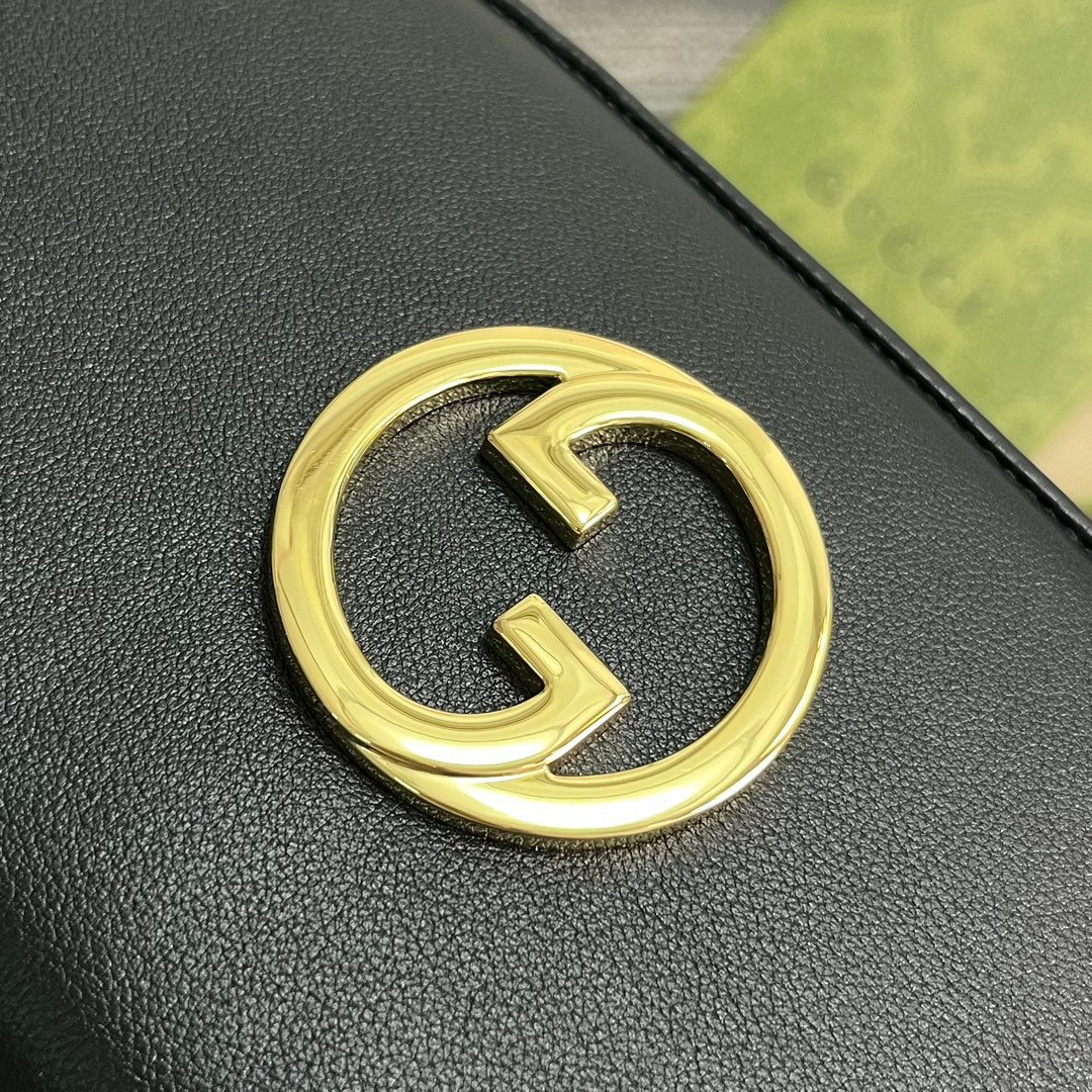 Luxury Gucci GG BLONDIE 21 FULL ZIP WALLET IN BLACK CALFSKIN