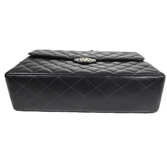 CHANEL Classic Flap Jumbo Double Chain Shoulder Bag Black Caviar 48505