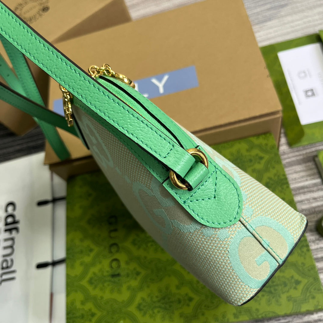 Luxury Gucci ophidia large 24cm comestic pouch beige green monogram canvas
