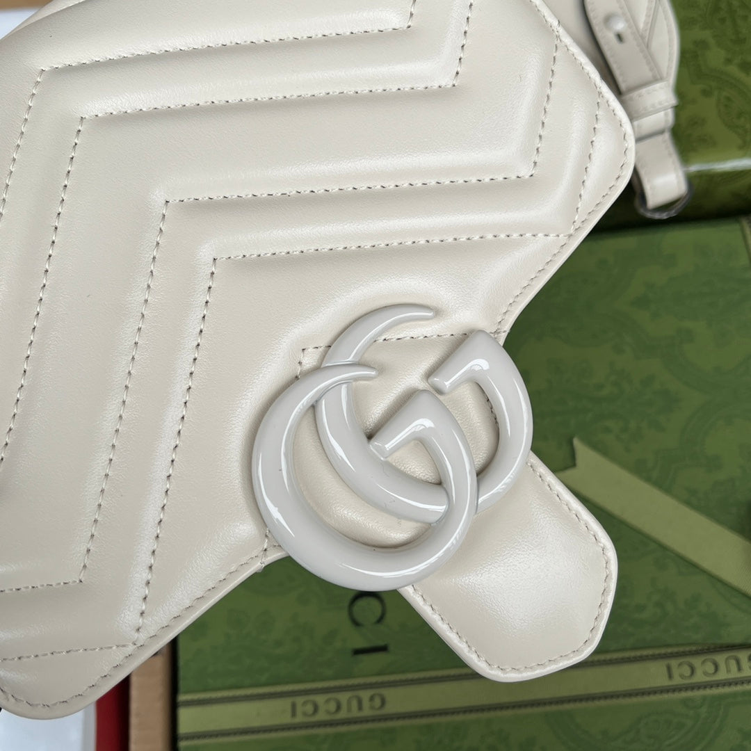 Luxury Gucci gg marmont mini 18cm all white calfskin