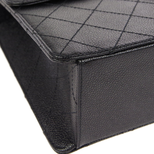 CHANEL 1997-1999 Flap Jumbo Black Caviar 66442