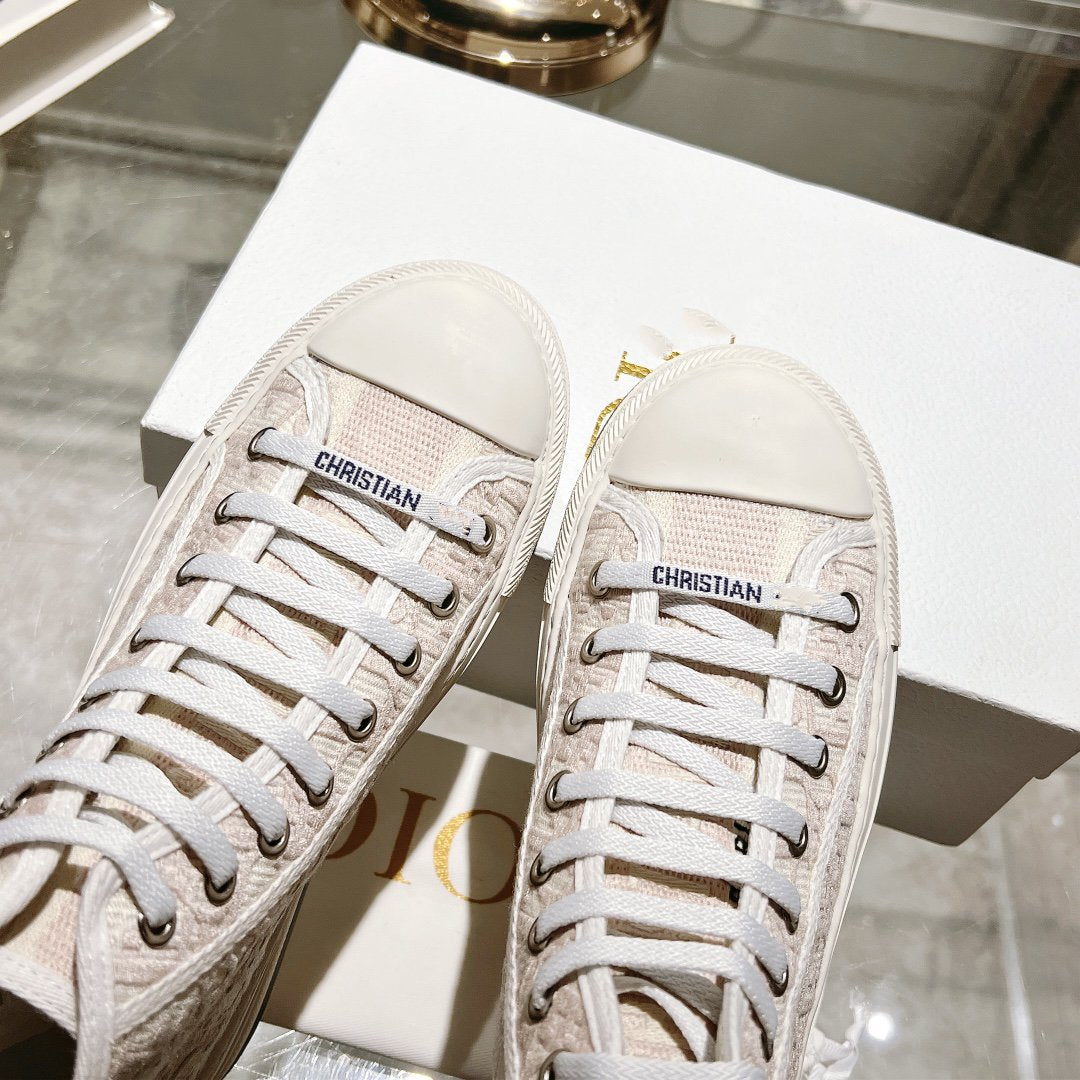 Luxury Diorwalkn high-top 45 pink beige oblique embroidery canvas