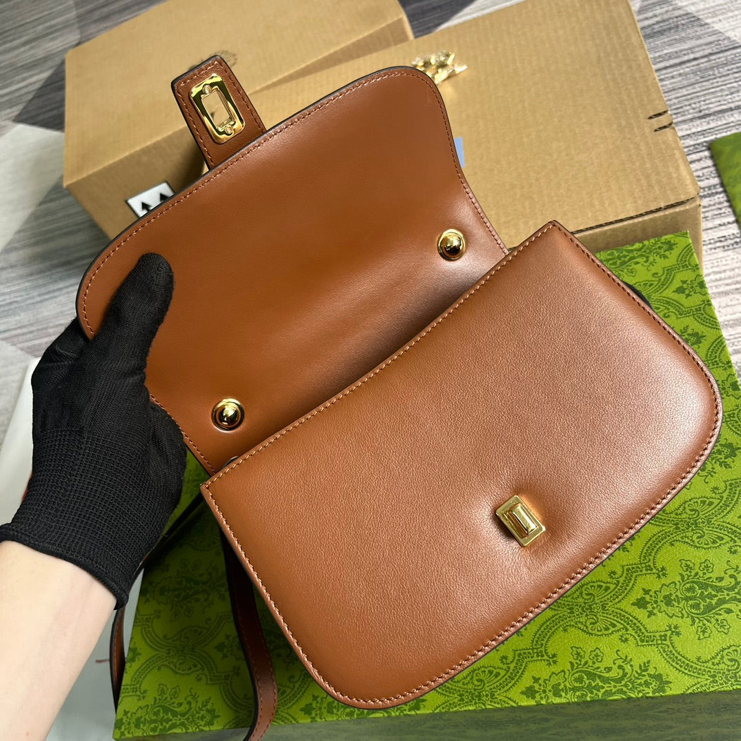 Luxury Gucci BLONDIE 23 TOP-HANDLE BAG CINNAMON BROWN CALFSKIN