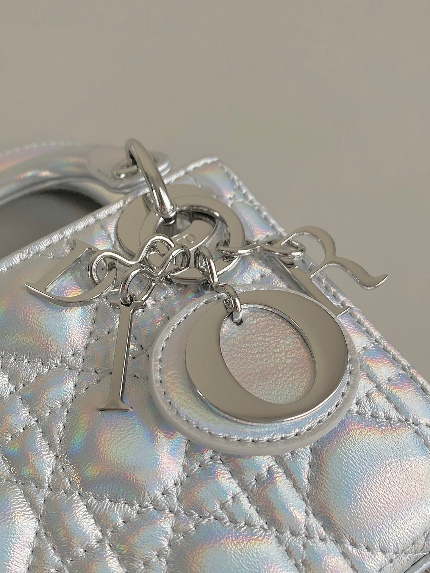 Luxury DiorMICRO LADY 12 BAG IN SILVER LAMBSKIN