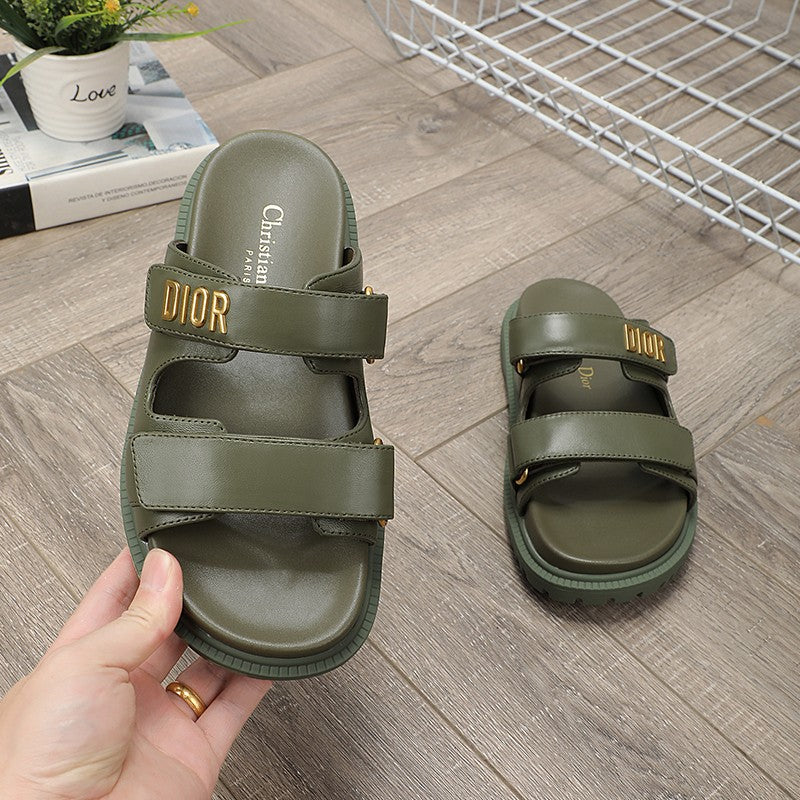 Luxury Dior DIORact dad sandal mule khaki lambskin