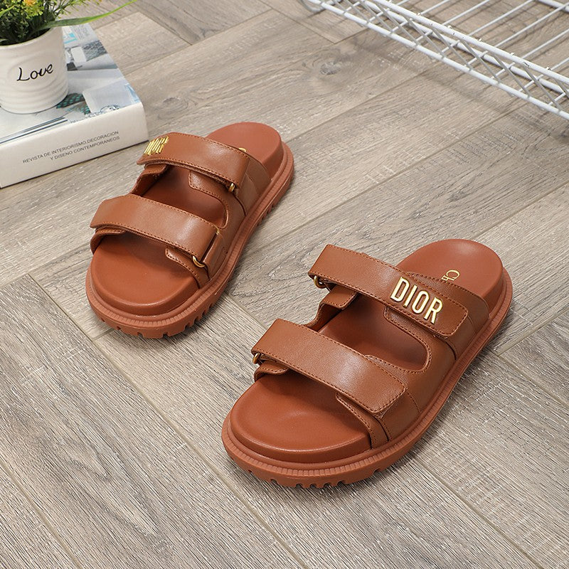 Luxury Dior DIORact dad sandal mule dark brown lambskin