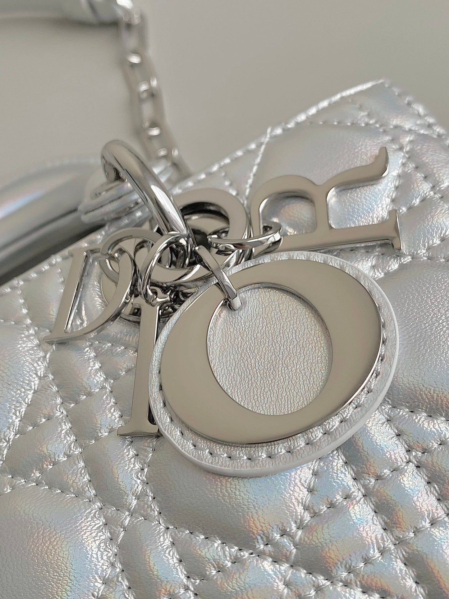 Luxury DiorD-JOY BAG 22 IN SILVER LAMBSKIN