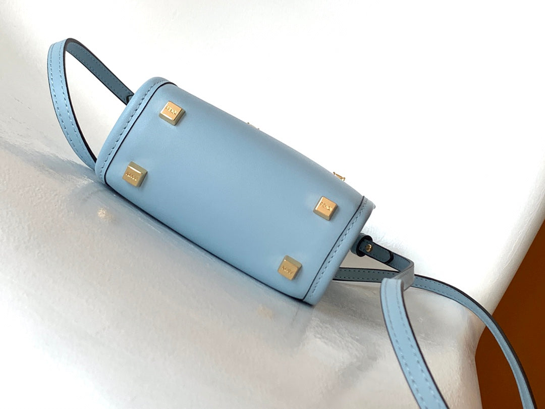 Luxury FendiFend Mini Sunshine Shopper Bag 18 Blue Leather