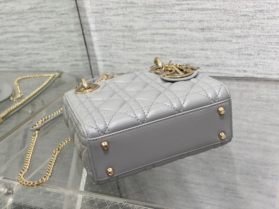 Luxury Diormini lady 17cm grey lambskin