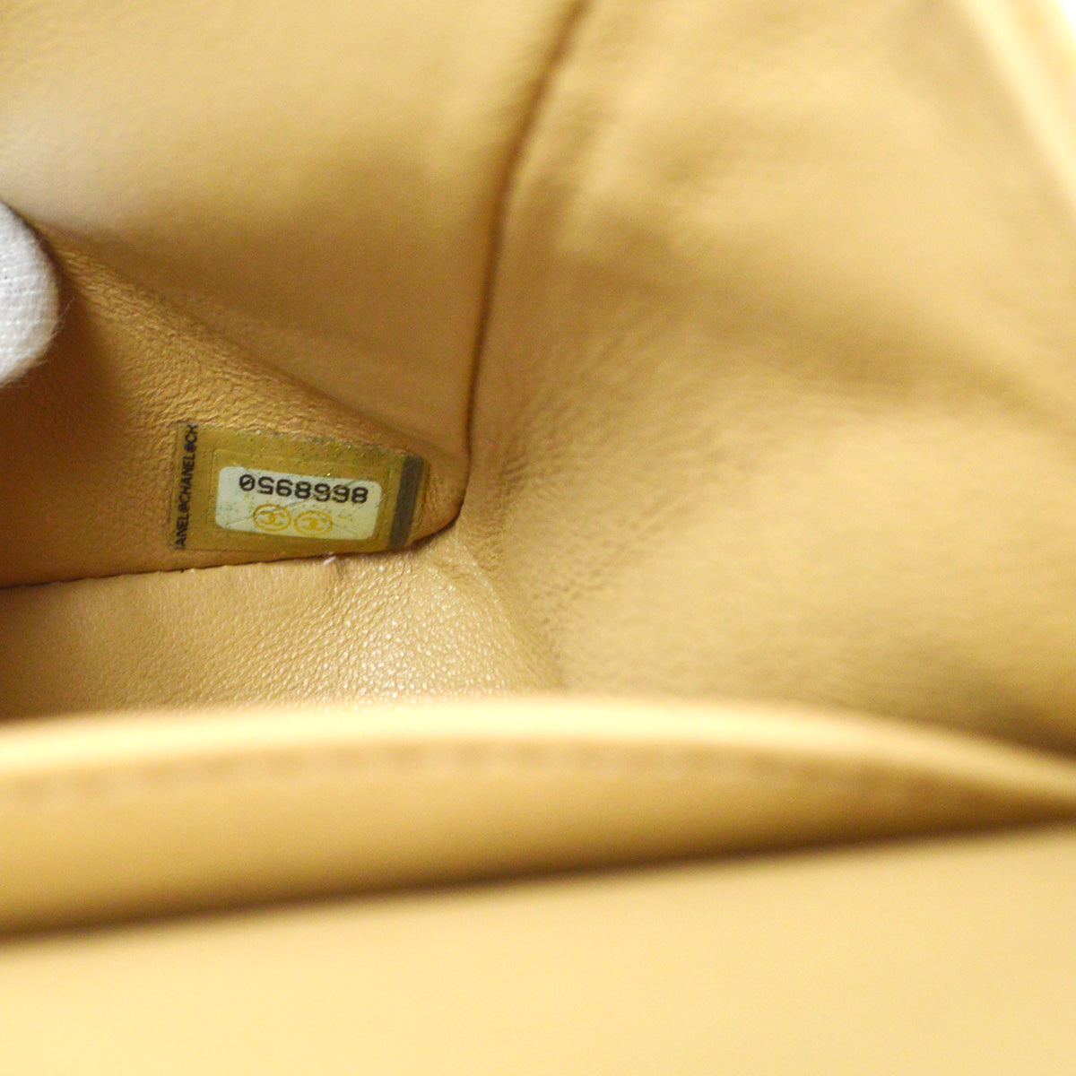 CHANEL 2003-2004 Classic Double Flap Medium Beige Caviar 66827