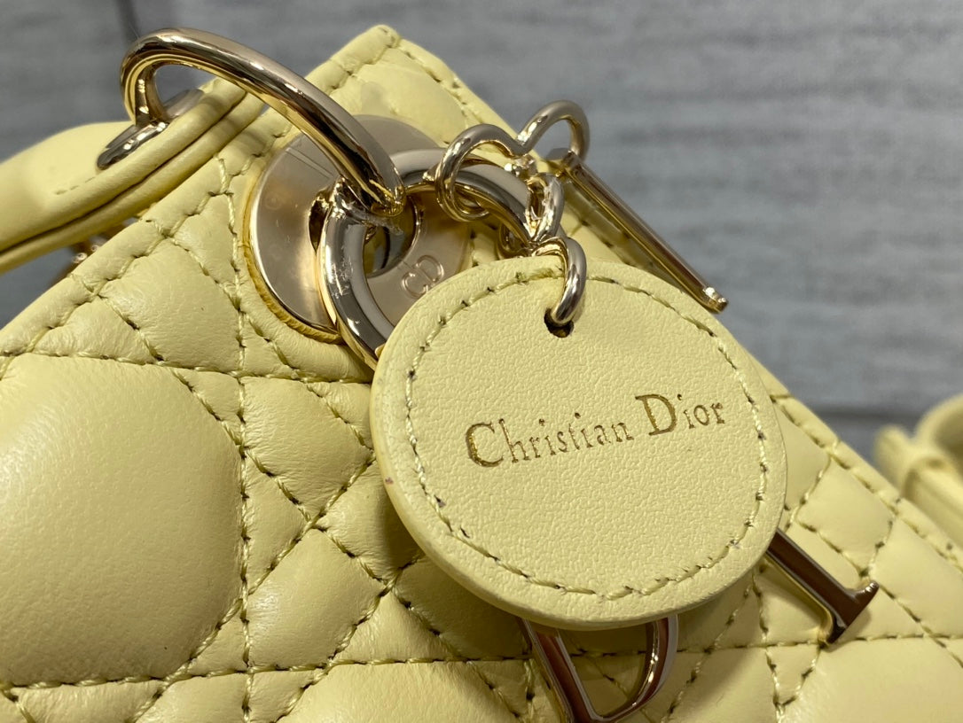 Luxury Diormicro lady 12 yellow lambskin ghw