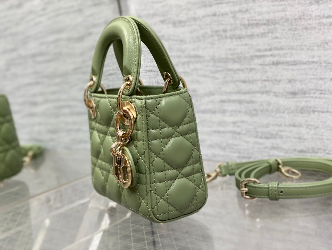 Luxury Diormicro lady 12 green lambskin ghw