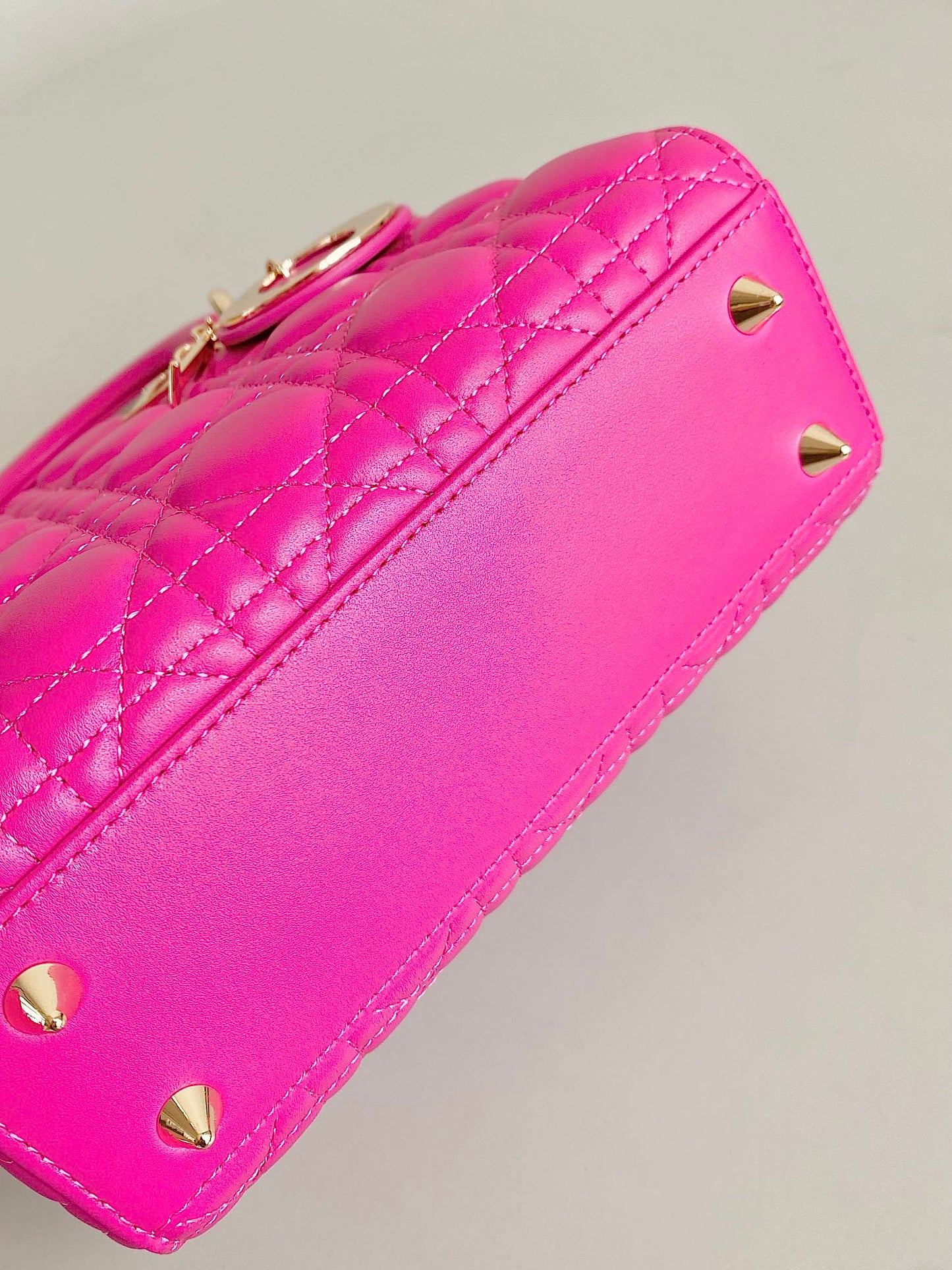 Luxury DiorSMALL LADY 20 DARK HOT PINK LAMBSKIN