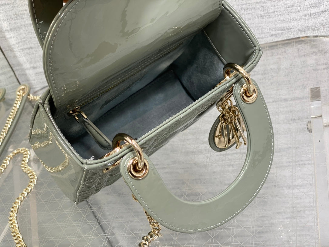 Luxury Diormini lady 17 rock gray patent calfskin