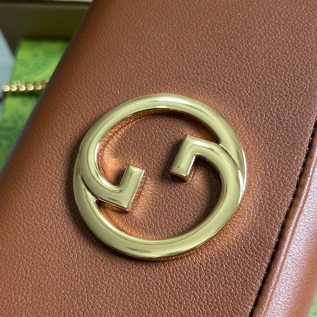Luxury Gucci BLONDIE SHOULDER BAG 21 IN BRONZE BROWN CALFSKIN GOLD HARDWARE
