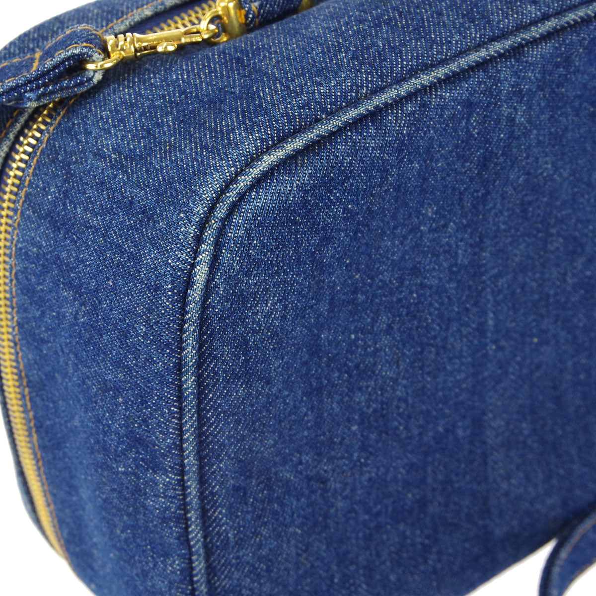Luxury Chanel 2way Vanity Shoulder Handbag Indigo Denim 78728