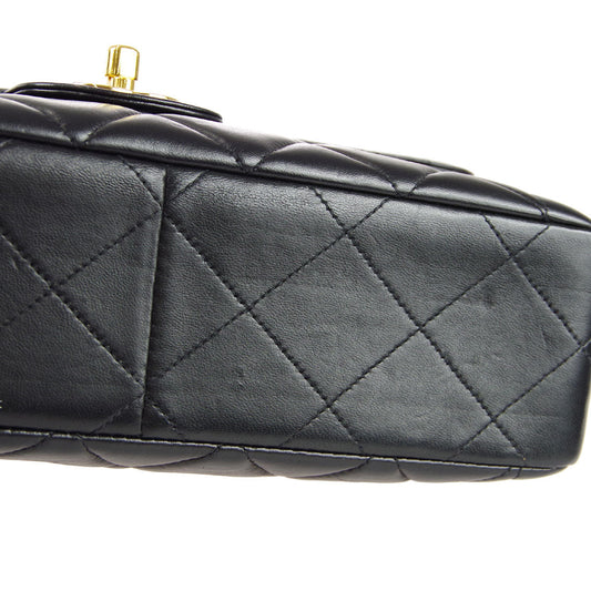 CHANEL Classic Flap Double Chain Shoulder Bag Black Lambskin 67933