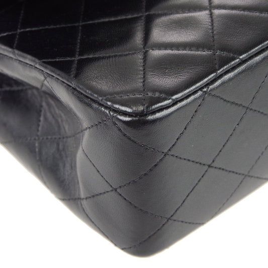 CHANEL Classic Double Flap Medium Shoulder Bag Black Lambskin 78308