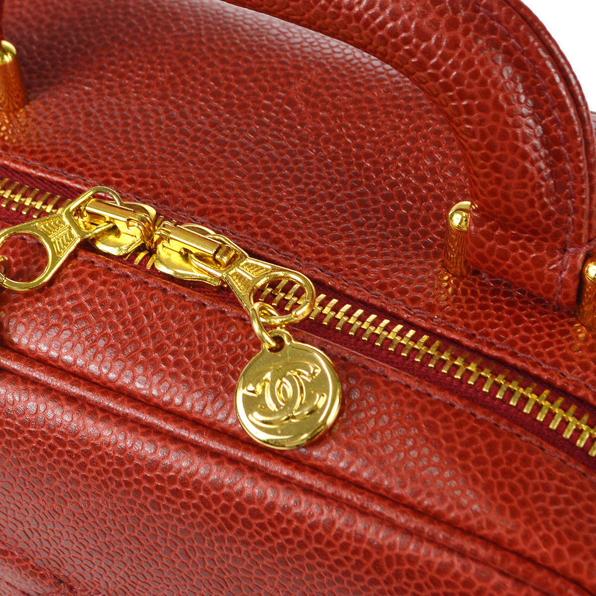 Luxury Chanel 2way Vanity Shoulder Handbag Red Caviar 78510