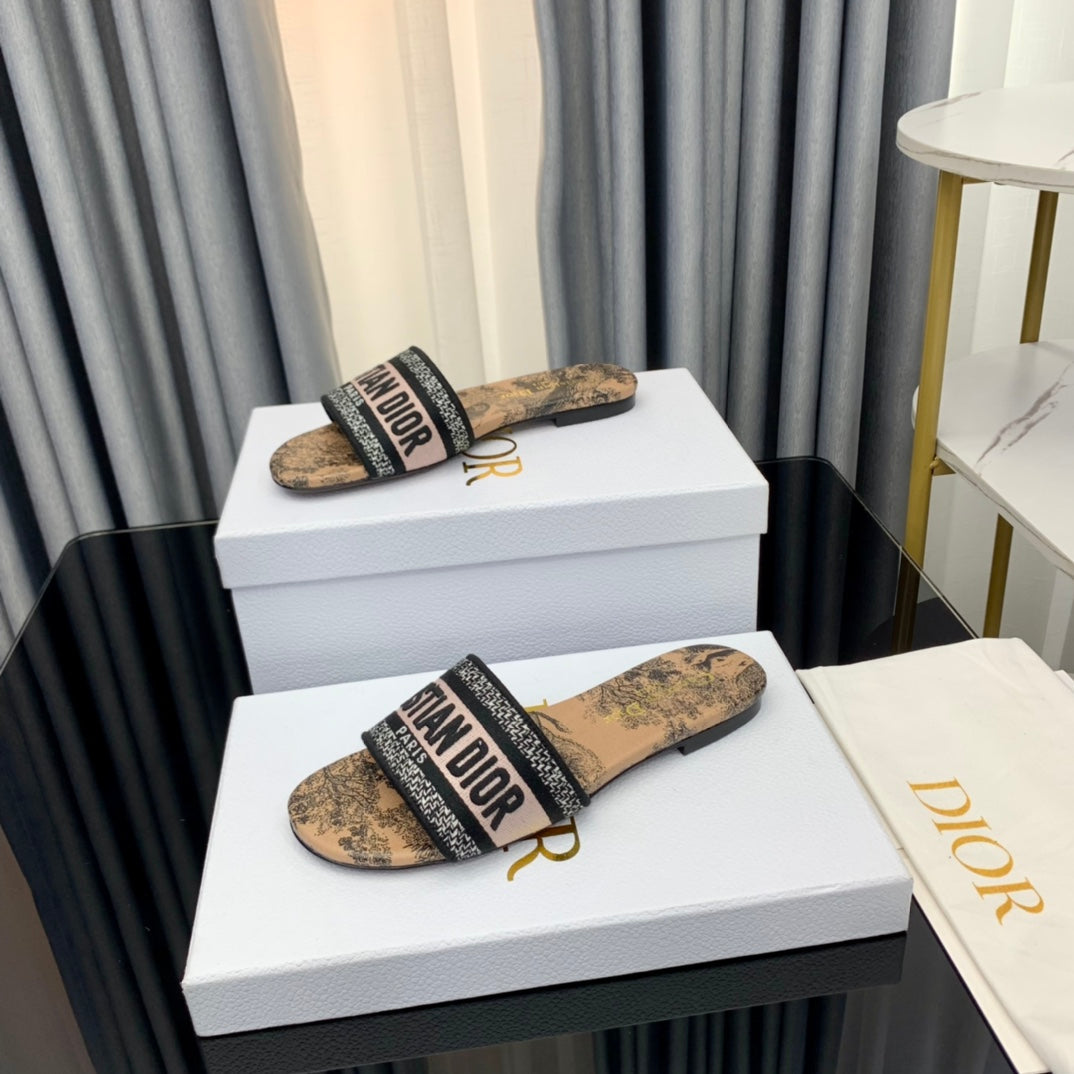 Luxury DiorMule Dway Slide 10mm Multi-motifs Style 34